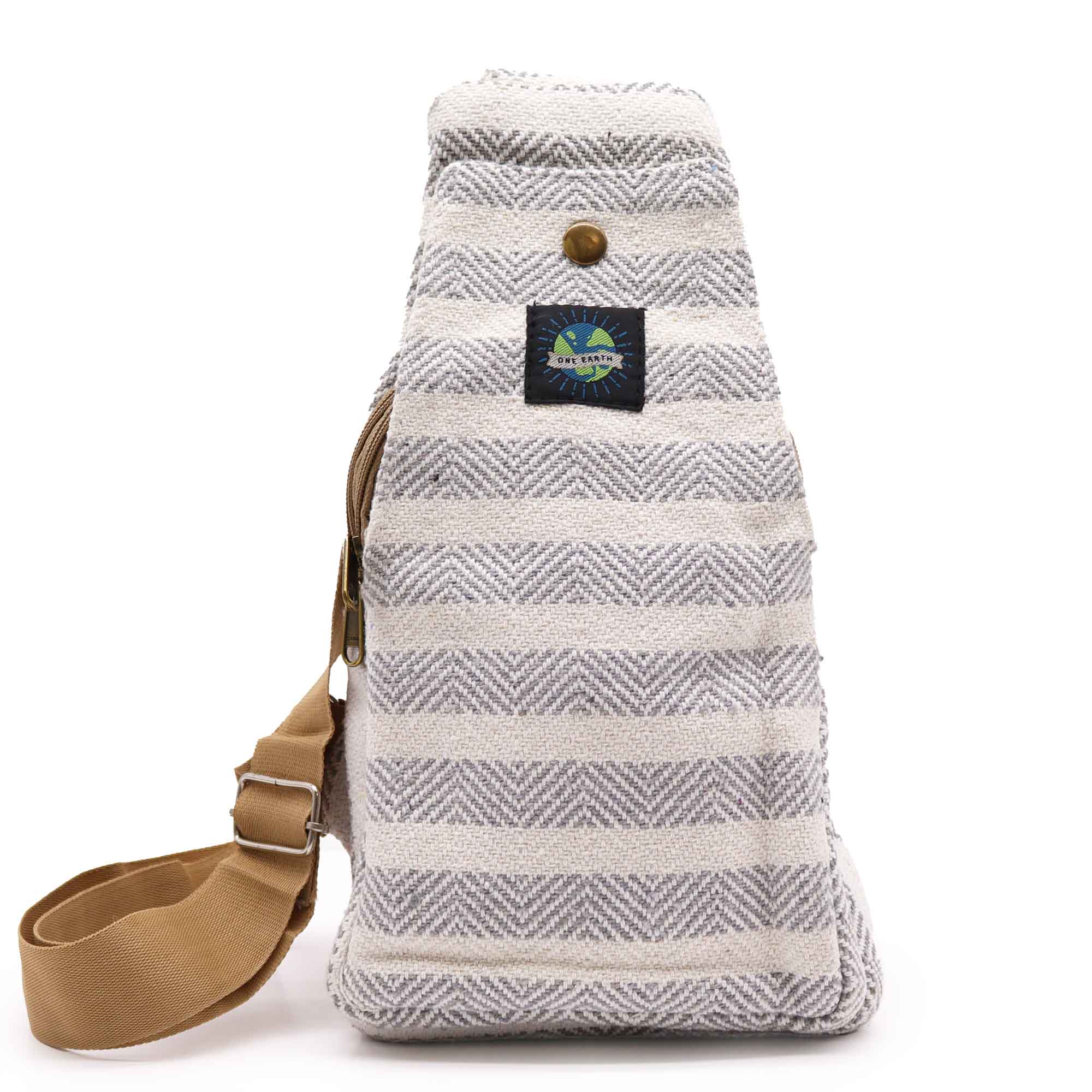 Natural Cotton Cross-Body Bags: Grey & White