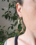 Boho Long Drop Golden Hoop Earrings / Flat Hoops / Ethnic Boho Classic XL Bohemian Chic Gypsy Spiral Hippie Tribal Hiphop style: 3.5cm