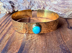 Hammered Brass Bracelet with Turquoise / Adjustable / Bohemian Jewellery / Ethnic Style / Rustic  / Boho / Gift for Her / Artisanal /