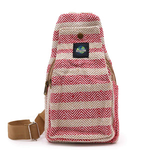 Natural Cotton Cross-Body Bags: Tan & Pink