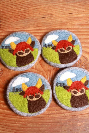 Highland Cow Coaster 10cm