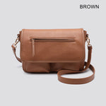 Vegan Leather Multi-Compartment Crossbody Bag # 26759: BROWN