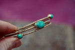 Hammered Brass Bracelet with Turquoise, Boho Bangle,