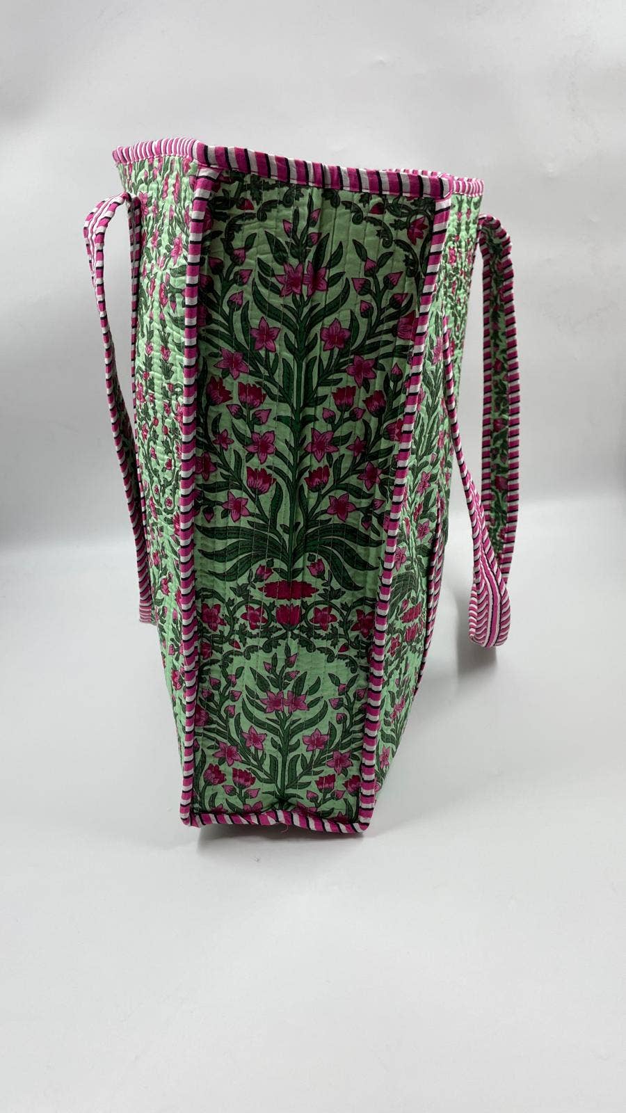 100% Cotton Kantha Quilted Boho Floral Reversible Tote Bag
