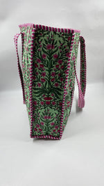100% Cotton Kantha Quilted Boho Floral Reversible Tote Bag