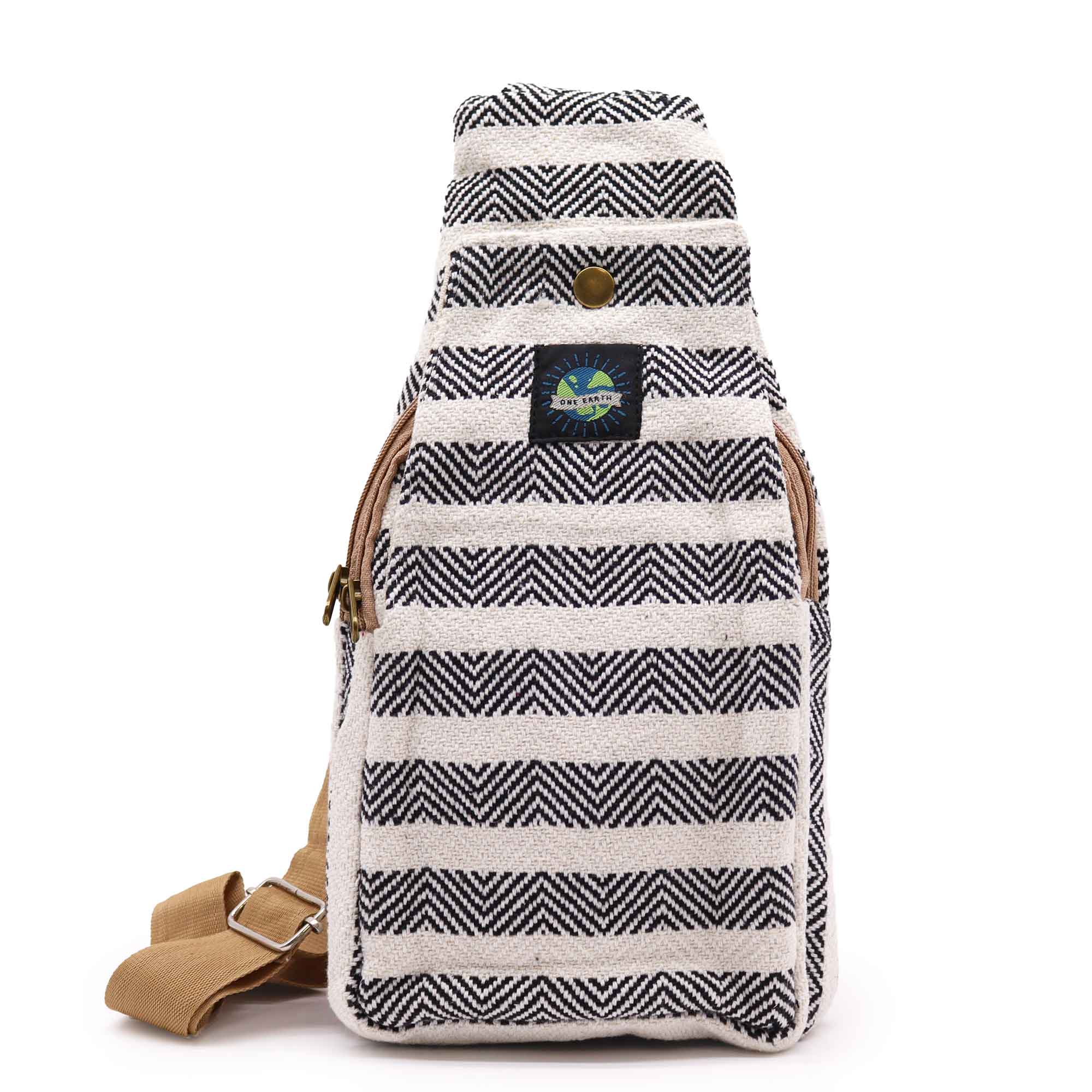 Natural Cotton Cross-Body Bags: Grey & White