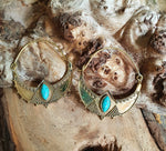 Golden Ethnic Turquoise Earrings Ethnic