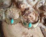 Golden Ethnic Turquoise Earrings Ethnic