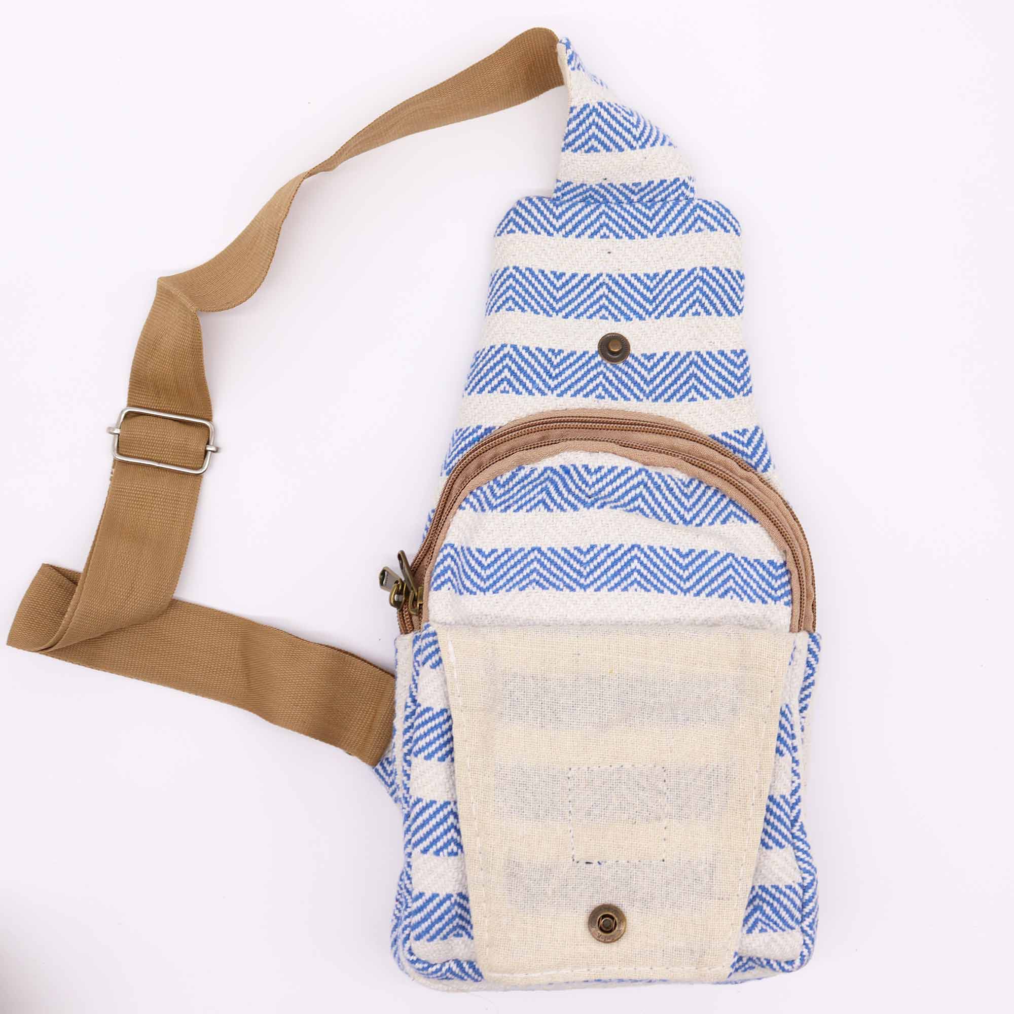 Natural Cotton Cross-Body Bags: Grey & White