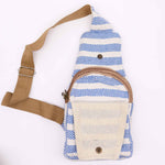 Natural Cotton Cross-Body Bags: Grey & White