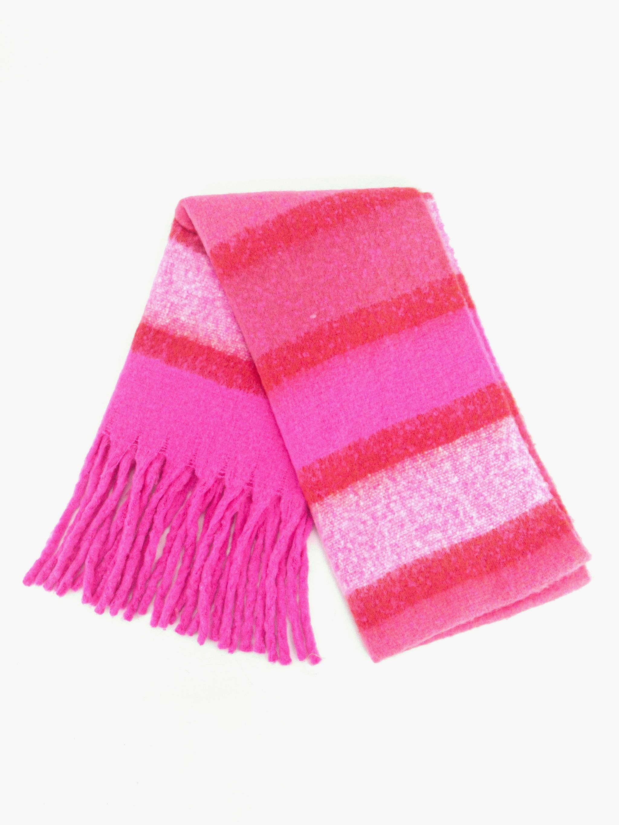 Blair Heavyweight Scarf - Fuchsia, Colour Block Stripe: One-size