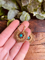 Boho Hoops Turquoise Brass Earrings