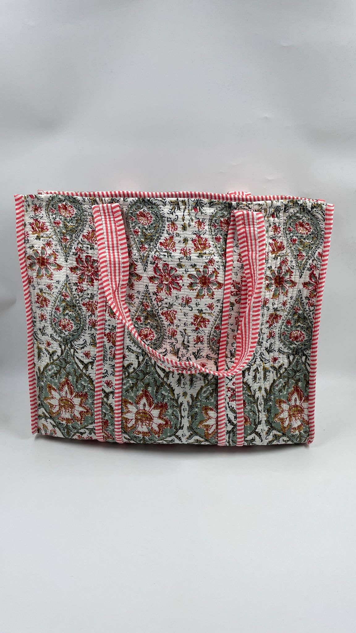 100% Cotton Kantha Quilted Boho Reversible Floral Tote Bag