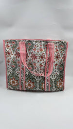 100% Cotton Kantha Quilted Boho Reversible Floral Tote Bag