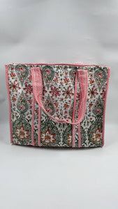 100% Cotton Kantha Quilted Boho Reversible Floral Tote Bag