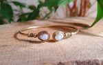 Bali Boho Brass Bracelet /  Moonstone / Bangle / Ethnic / Rustic / Bohemian / Hippie / Gypsy / Psy / Adjustable