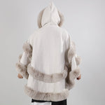 Poncho Cape with Plush Faux Fur Detailing PE378: Silver