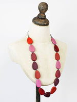 FB6501R LONG WOODEN PEBBLE NECKLACE