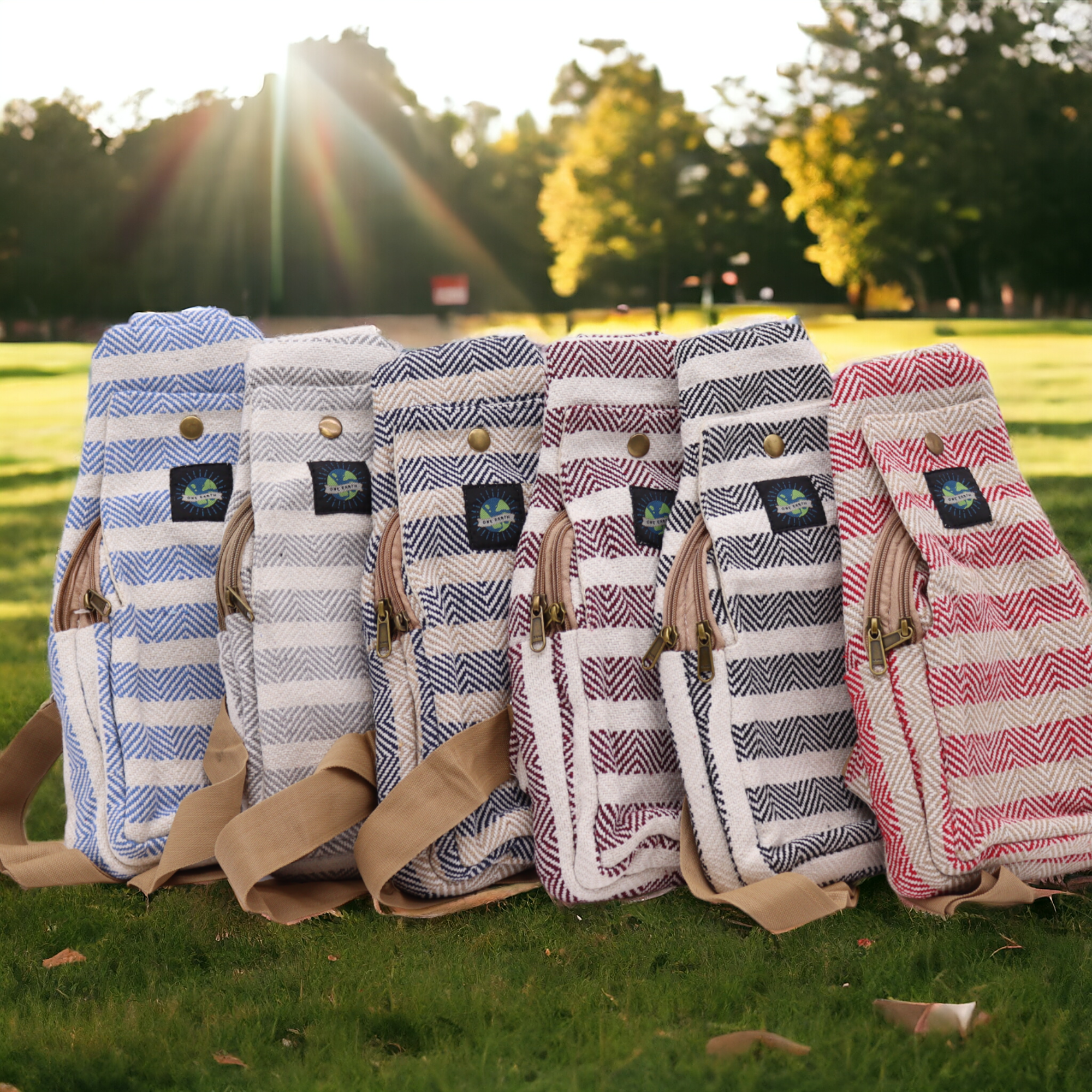 Natural Cotton Cross-Body Bags: Grey & White