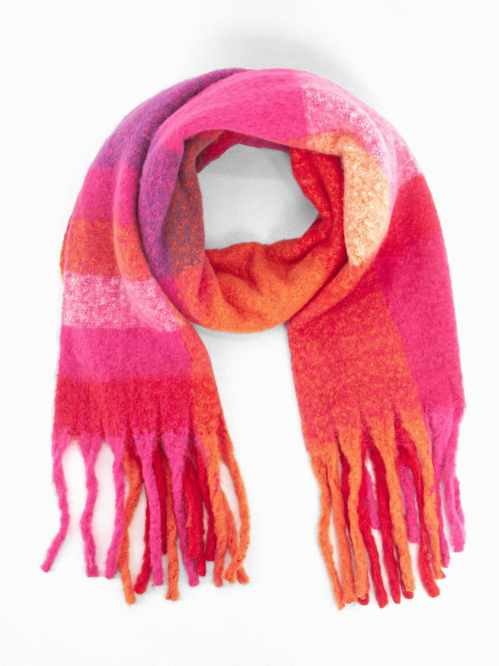 Allie Heavyweight Scarf - Fuchsia, Square Colour Block: One-size