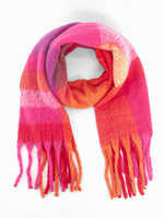 Allie Heavyweight Scarf - Fuchsia, Square Colour Block: One-size