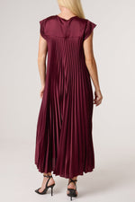 Pleated Satin Midi Dress
