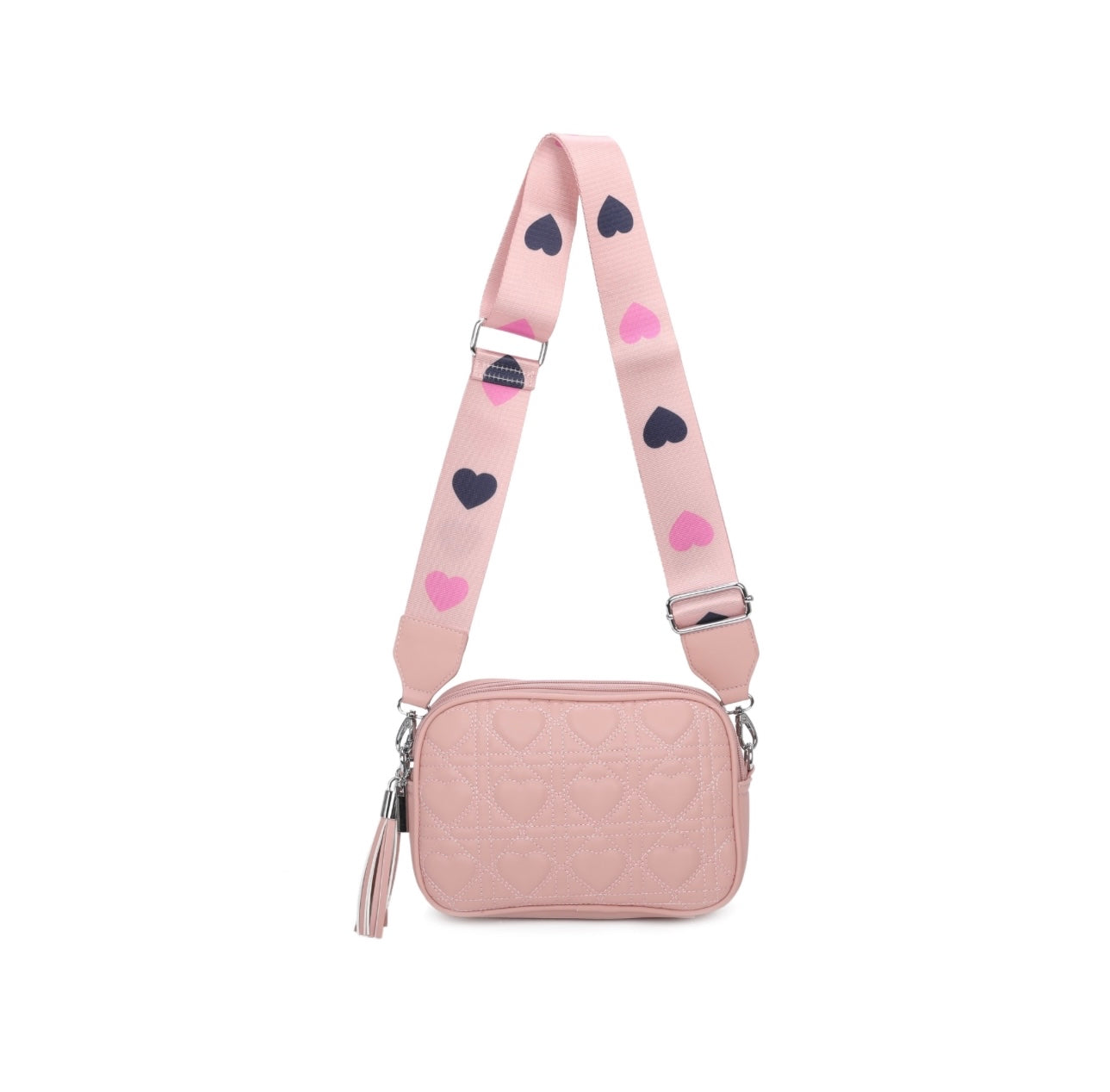 Quilted Heart Crossbody Bag with strap