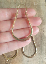 Boho Long Drop Golden Hoop Earrings / Flat Hoops / Ethnic Boho Classic XL Bohemian Chic Gypsy Spiral Hippie Tribal Hiphop style: 3.5cm