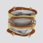 Vegan Suede 3-Compartments Tote Bag # 2716: SAND