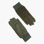 Winnie Khaki Borg Fleece Gloves: One-size