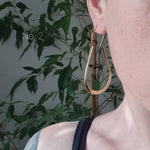 Boho Long Drop Golden Hoop Earrings / Flat Hoops / Ethnic Boho Classic XL Bohemian Chic Gypsy Spiral Hippie Tribal Hiphop style: 3.5cm