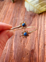 Lapis Lazuli Flower Boho Brass Bracelet