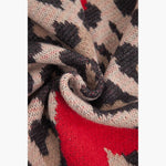 Wylda Cream Leopard and Hearts Heavyweight Scarf: One-size