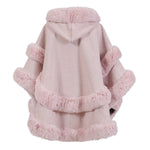 Poncho Cape with Plush Faux Fur Detailing PE378: Silver