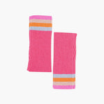 Dollie Wrist Warmers- Hot Pink, Rainbow Stripe: One-size