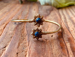 Lapis Lazuli Flower Boho Brass Bracelet