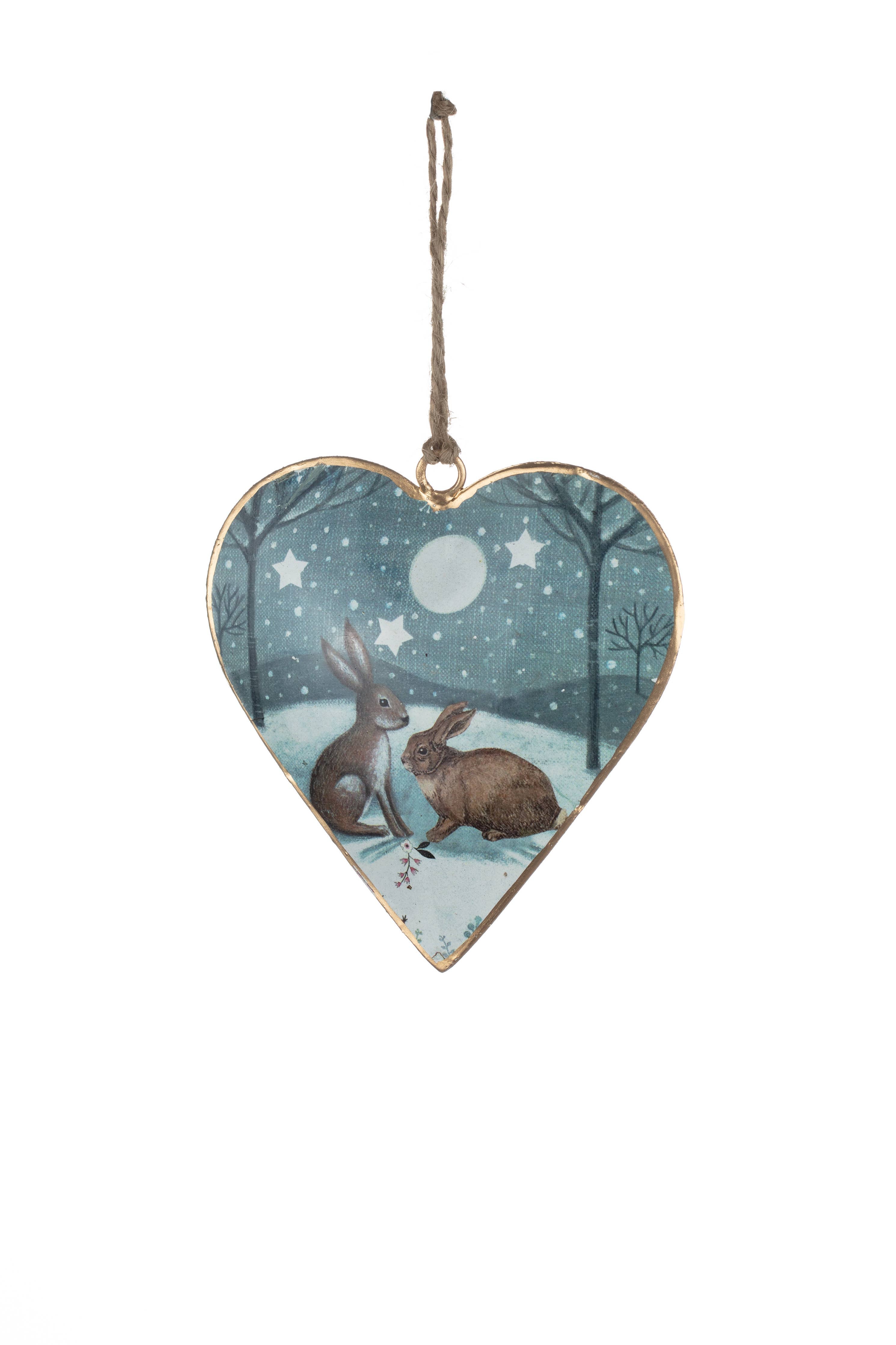 Heart Rabbits with Moon