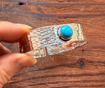 Hammered Silver Bracelet with Turquoise / Adjustable / Bohemian Jewellery / Ethnic Style / Rustic  / Boho / Gift for Her / Artisanal /