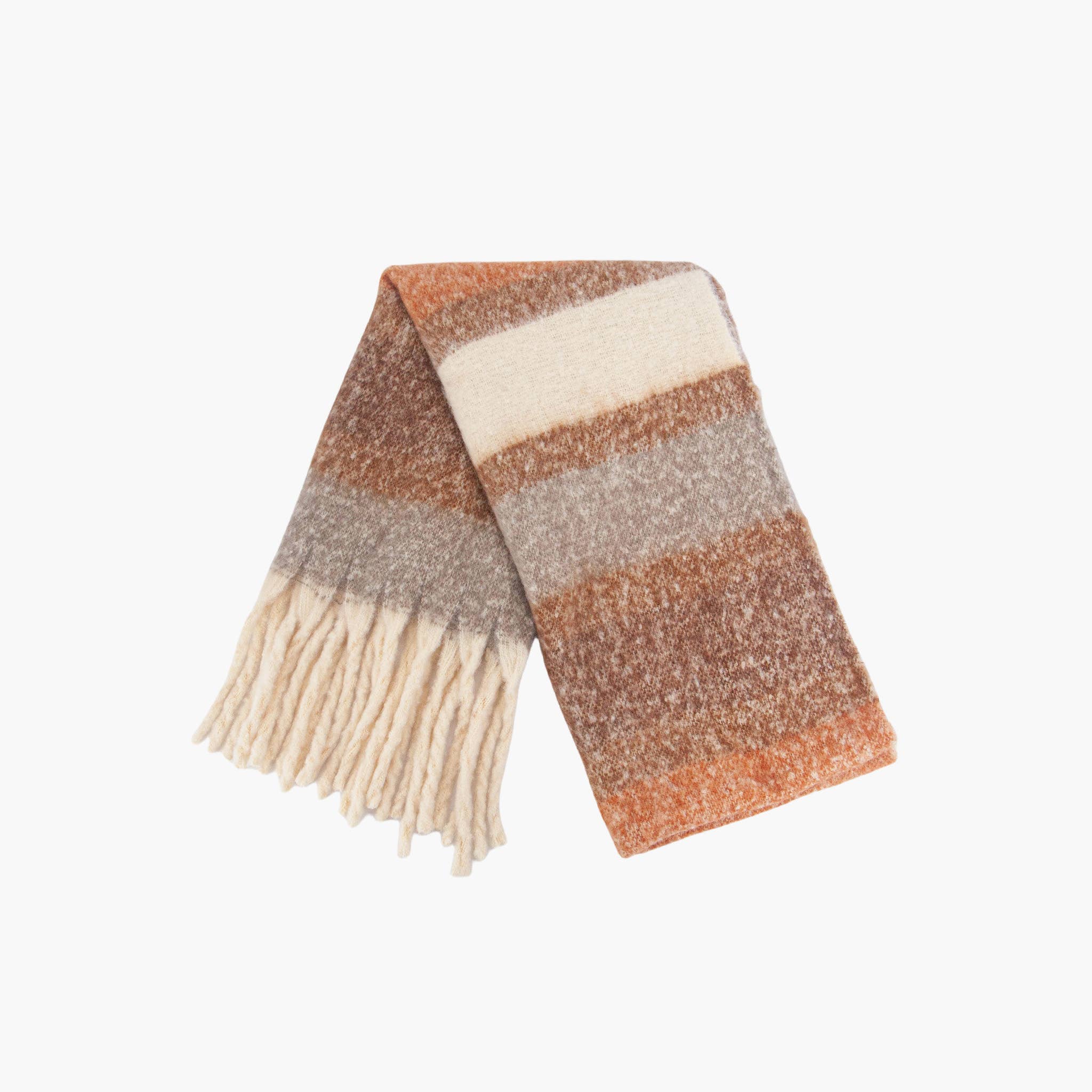 Blair Neutral Colour Block Stripe Heavyweight Scarf: One-size