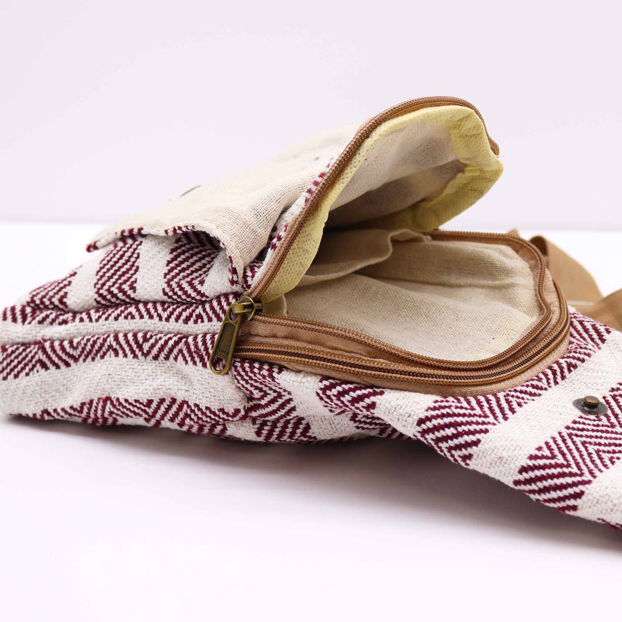 Natural Cotton Cross-Body Bags: Grey & White