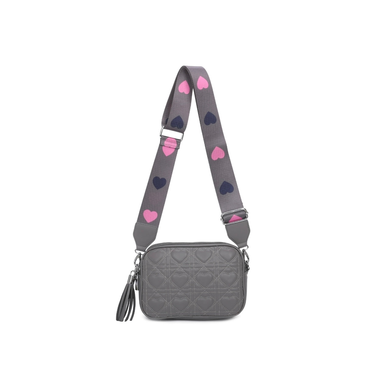 Quilted Heart Crossbody Bag with strap