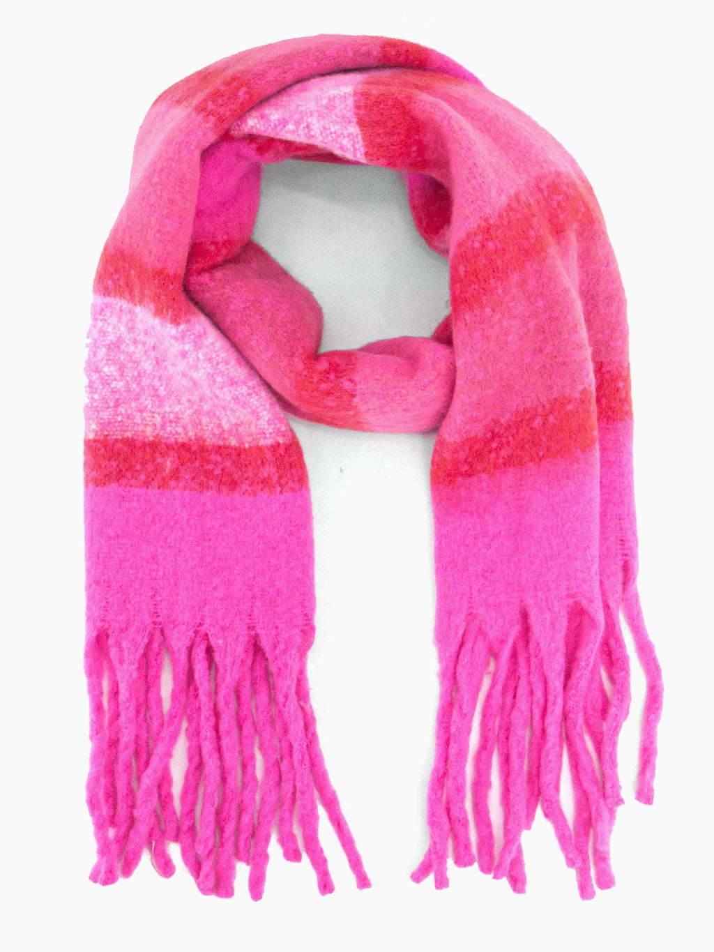 Blair Heavyweight Scarf - Fuchsia, Colour Block Stripe: One-size