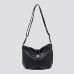 25015 Faux Leather Shoulder Bag: Brown