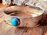 Hammered Silver Bracelet with Turquoise / Adjustable / Bohemian Jewellery / Ethnic Style / Rustic  / Boho / Gift for Her / Artisanal /