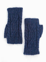 Sydney Wrist Warmers - Navy Blue, Cable Knit: One-size