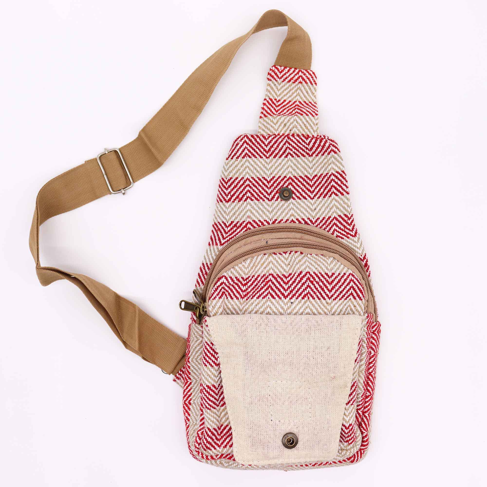 Natural Cotton Cross-Body Bags: Grey & White