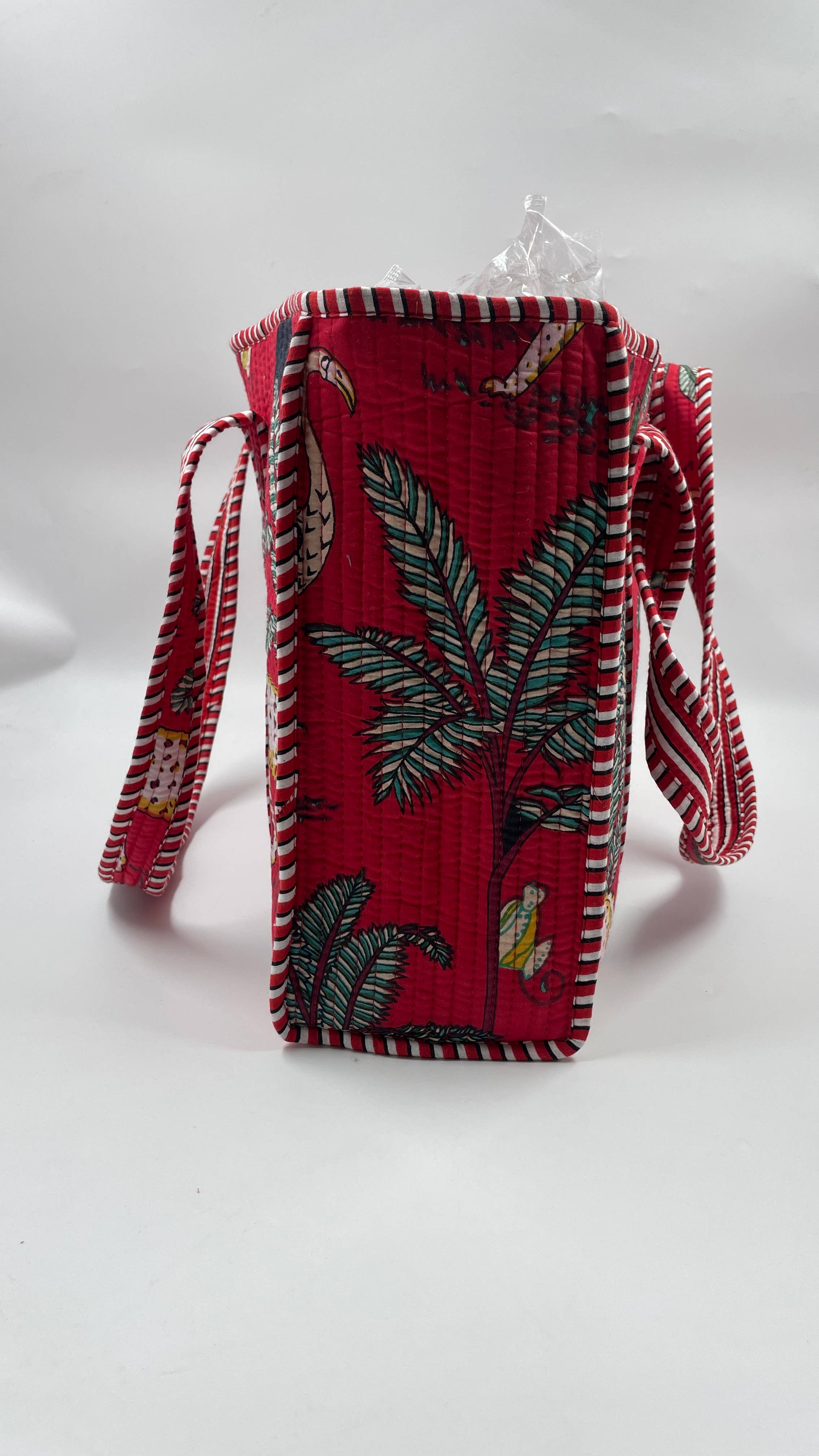 100% Cotton Kantha Quilted Boho Reversible Animal Red Tote Bag