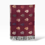 Doodle Sheep Print: Burgundy
