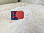 Stud Heart Earring Pair: Burgundy/Navy
