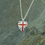 British Union Jack Flag Petite Heart Shaped Necklace